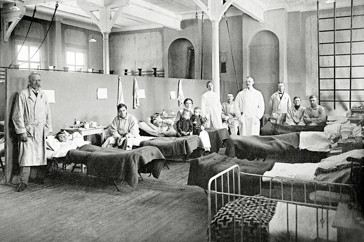 Испанский грипп 1918. Госпиталь для больных испанкой.