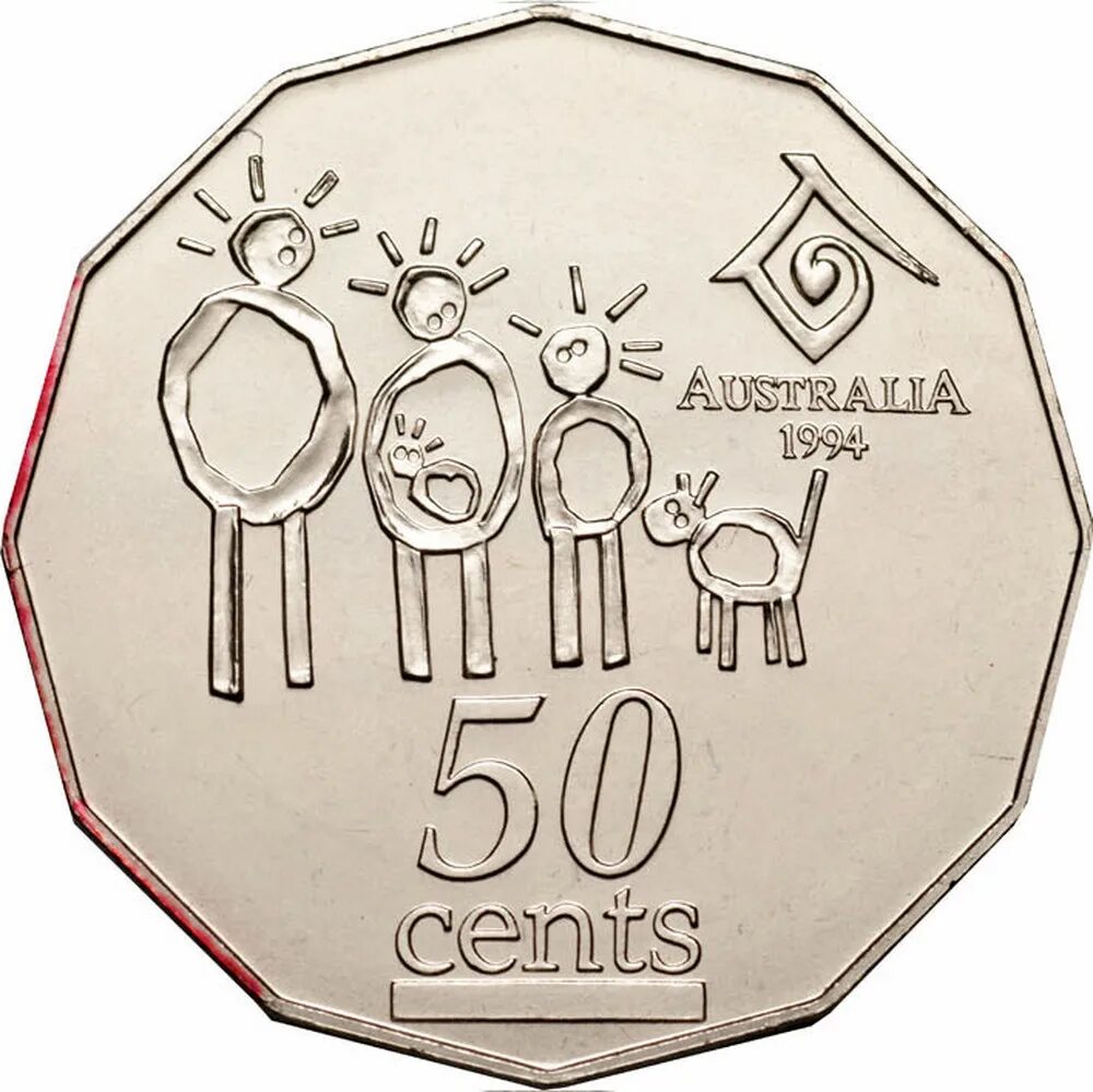 Монеты Австралии 50 центов. Австралия 50 центов, 50 лет. Монеты 1994 года. Монета Австралия 50 центов 1994. 50 int