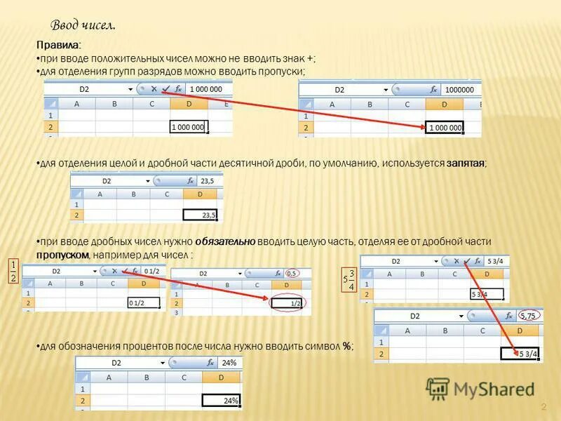 Как ввести информацию в ячейку