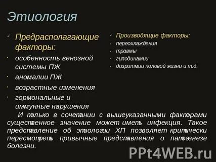 Возникновение простатита