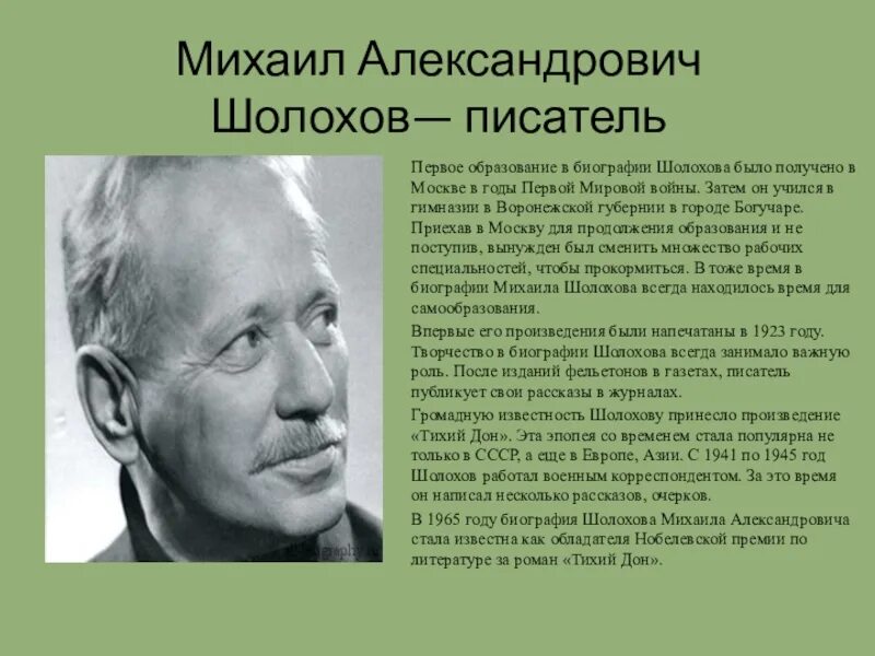 Судьба писателя шолохова. Шолохов писатель.