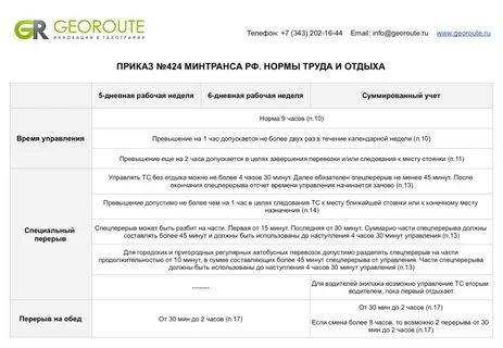 Водитель время работы и отдыха