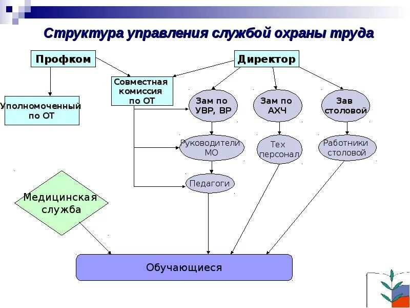 Структурная схема отдела охраны труда на предприятии. Структура службы охраны труда схема. Организационная структура службы охраны труда на предприятии. Структура управления охраной труда на предприятии схема.