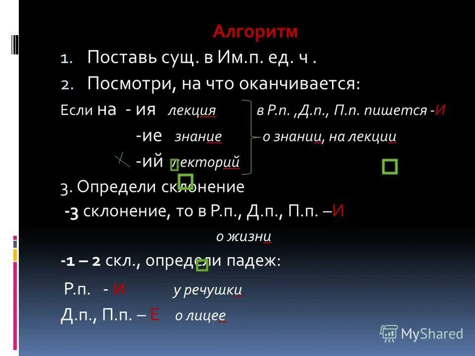 Существительные оканчивающиеся на ий