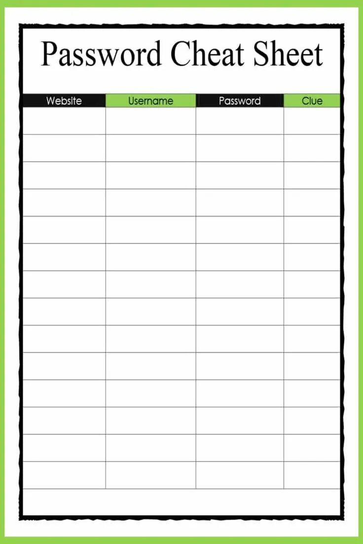 Passwords сайтов. Таблица для паролей. Лист для записи паролей. Лист для записи паролей и Логинов. Таблица для паролей и Логинов.