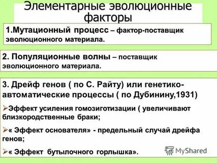 Факторы эволюции егэ биология