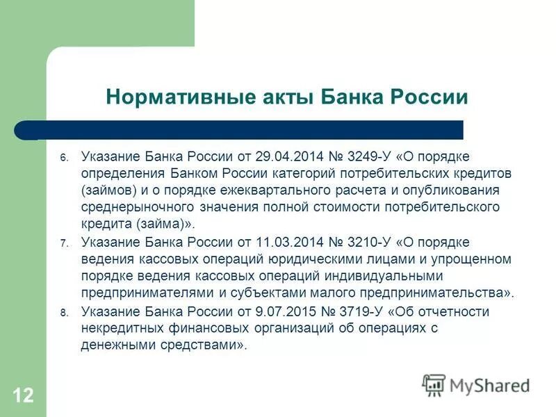 нормативные акты банка