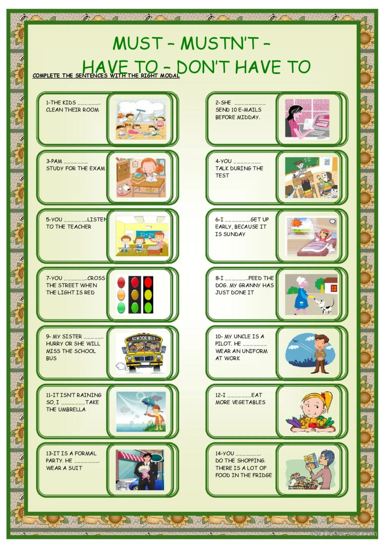 Worksheets грамматика. Must have to game. Английский must mustn/t Worksheets. Must mustn't have to don't have to games. Read and complete can can t have