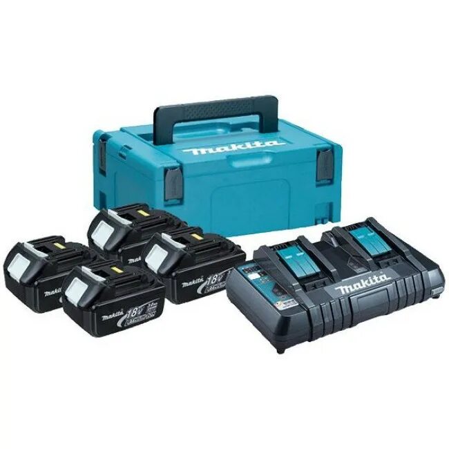 Makita 198312-4 аккумуляторы bl1850в 4 шт +з/у DC 18rc+кейс MAKPAC. Makita 198094-8. Makita 198312-4. Набор (dc18rd + bl1850b - 4 шт., 5.0Ah, кейс MAKPAC Тип 3) Makita 199591-7, 1995-917.