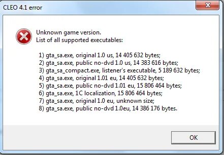 Error your game version