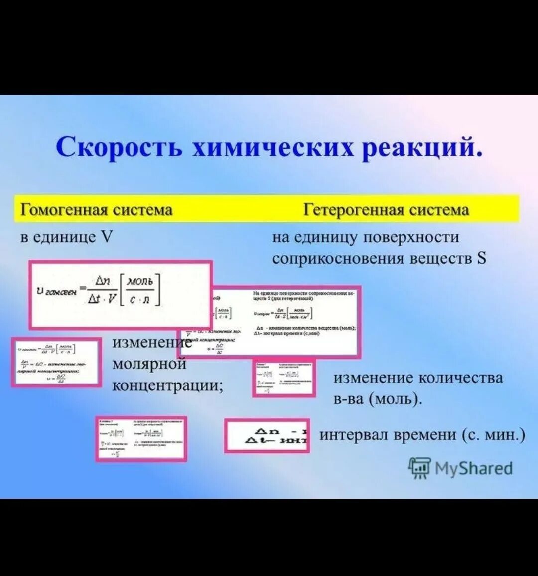 Каких единицах измеряется скорость реакции. Скорость химической реакции в гомогенной системе формула. Скорость гомогенной и гетерогенной химической реакции. Гетерогенная система. Скорость реакции в гомогенных и гетерогенных системах.