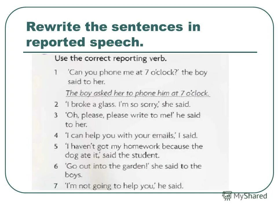 Rewrite the second. Rewrite the sentences in reported Speech. Rewrite the sentences using reported Speech. Report the sentences. Rewrite the sentences in reported Speech ответы.