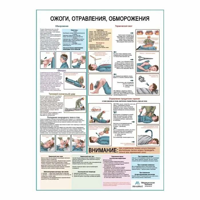 Первая помощь при ожогах обморожениях и отравлении