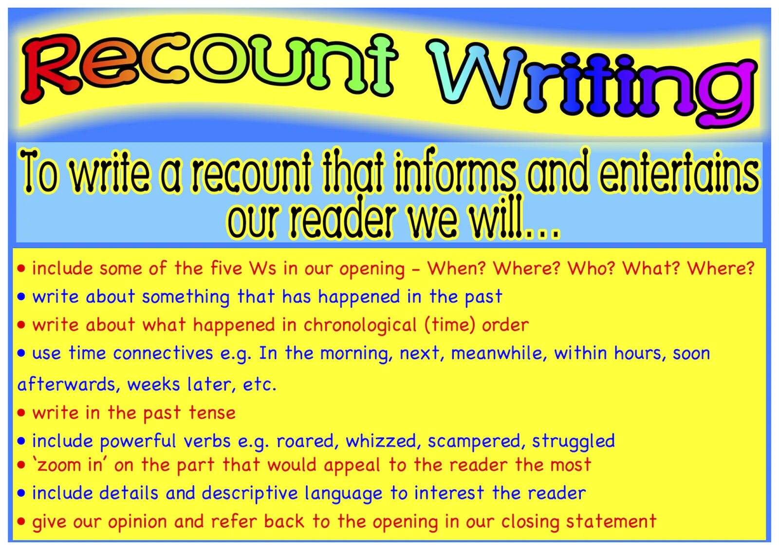 Write a description of your school. Recount. how to write a descriptive paragraph. recount text. descriptive writing rules about festivals.