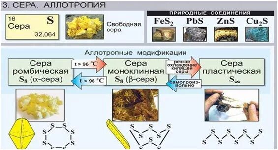 Назовите аллотропные модификации серы. Назовите аллотропные модификации серы