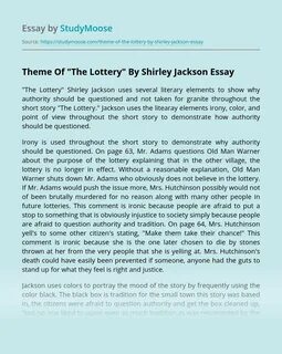 Реферат: The Lottery By Shirley Jackson Essay Research.