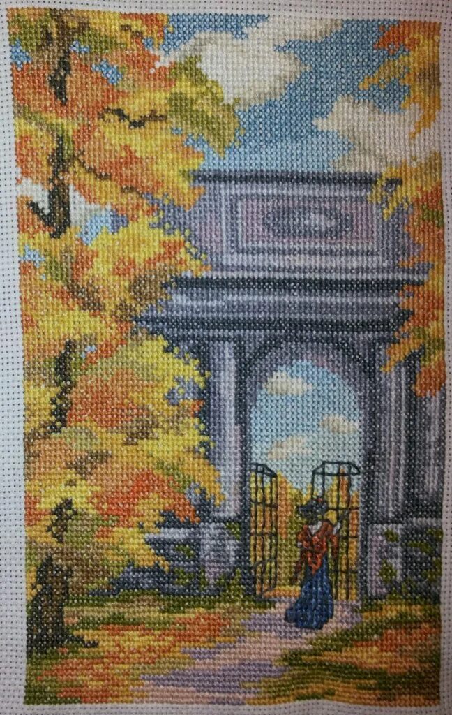 риолис наборы для вышивания. вышивка крестом матренин посад осень. панна в парке замка шенонсо. набор для вышивки риолис 1194. вышивка крестом парк.