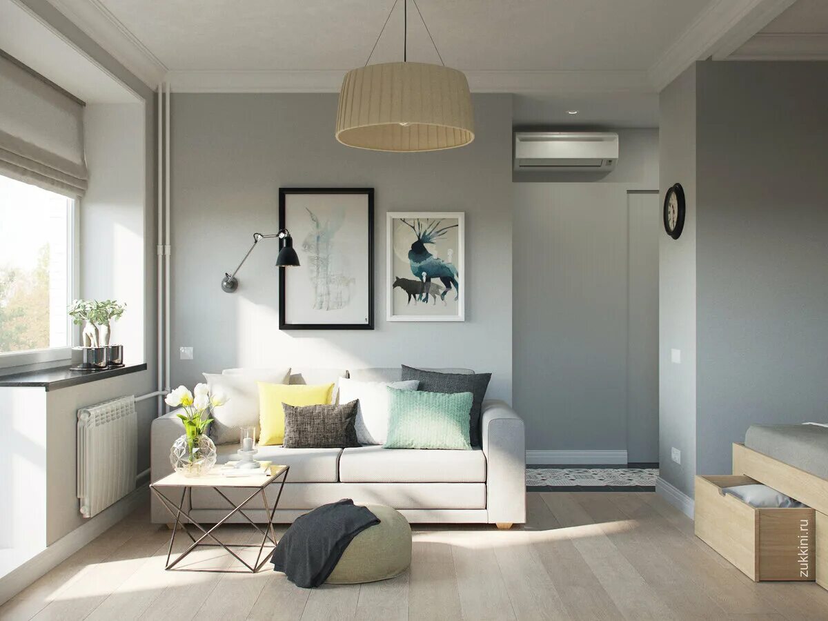 Дизайн интерьера студии 30 кв. м. в хрущевке Small apartment living room, Apartm