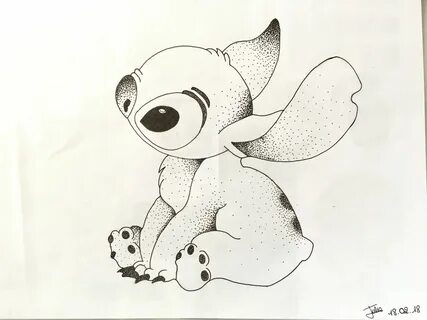 Personnage Disney (Stitch) pointillisme Dotted Drawings, Pencil Art, Tattos...