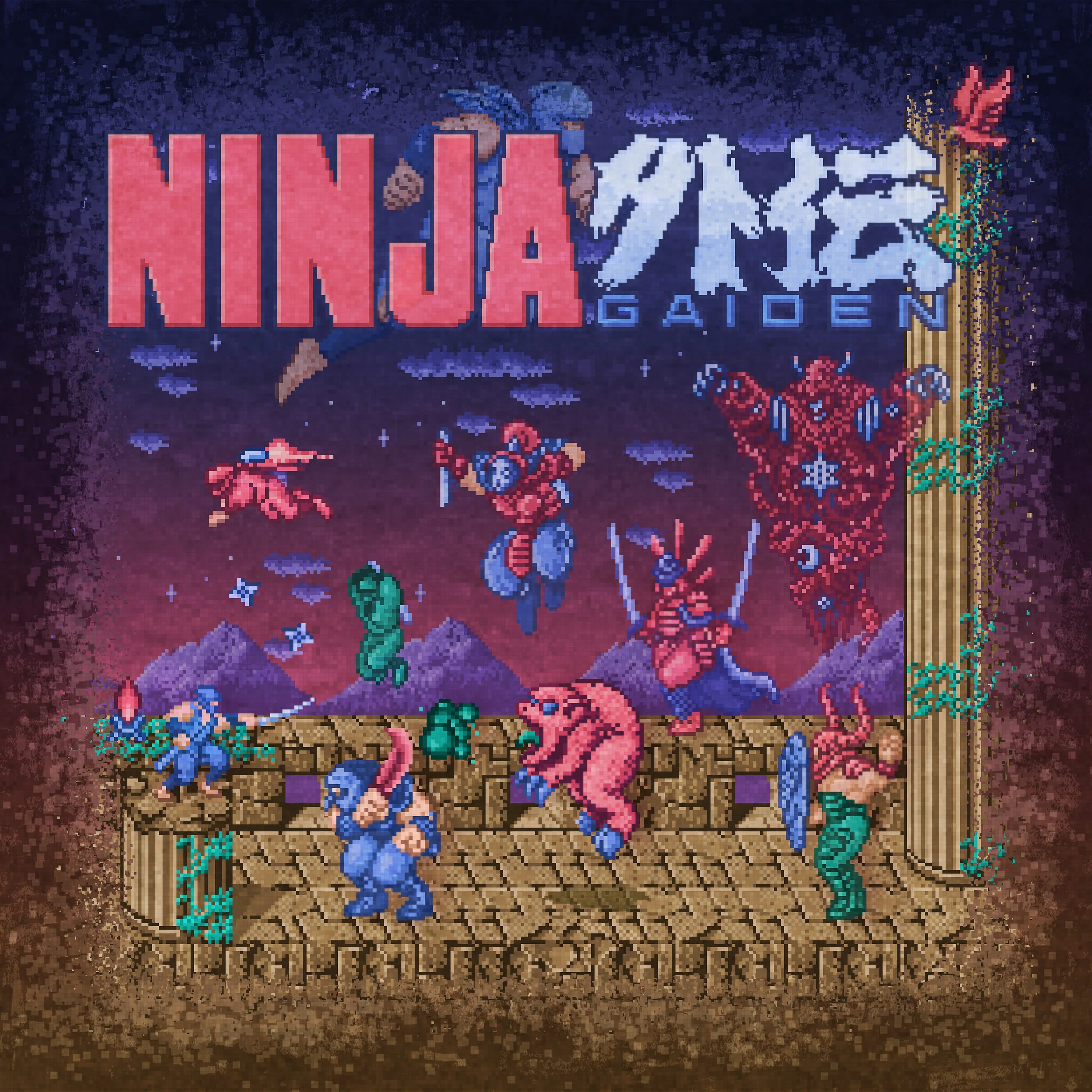 Bit ninja. Ниндзя гайден 8 бит. old games poster. 8 битная игра про ниндзя chicken. ninja gaiden 2 - the dark sword of chaos nes cover.