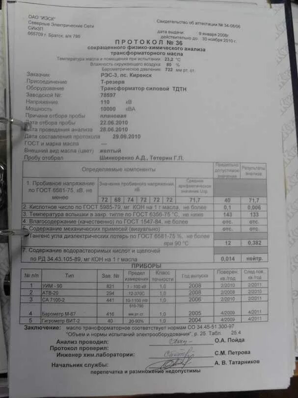 Анализ трансформатора. Протокол испытаний силового трансформатора 110 кв. Протокол испытания силового трансформатора 35кв. Протокол испытания трансформаторного масла на пробой. Физико-химический анализ трансформаторного масла протокол.