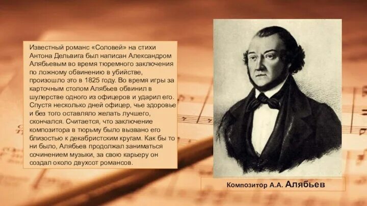 А алябьев композитор соловей. Соловей алябьева. Произведения композитора алябьева. Александр александрович алябьев. История романса соловей.