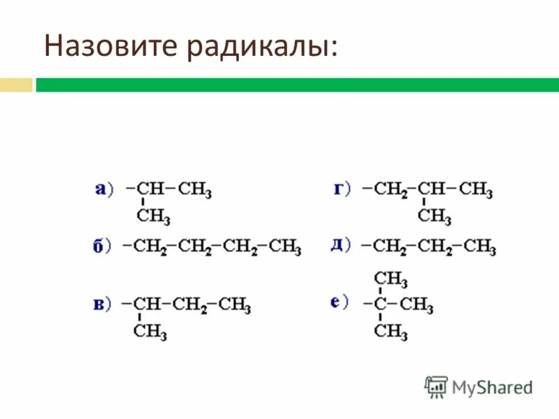 Укажите название углеводородных радикалов. Радикалы углеводородов. Номенклатура радикалов. Углеводородный радикал. Природа углеводородного радикала