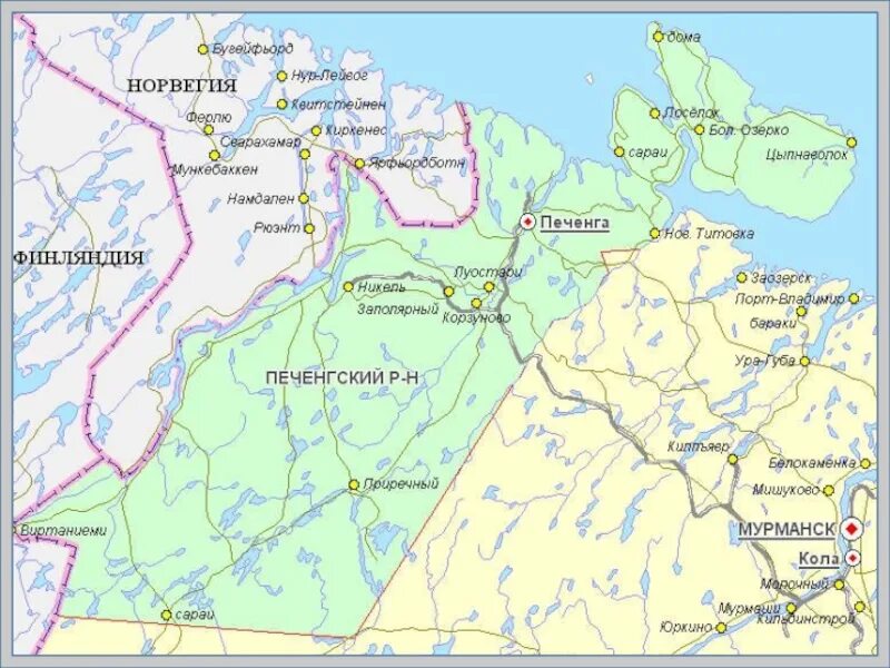 В какой стране находится город мурманск. Кольский полуостров Печенга на карте. Карта Печенгского района. Печенга на карте Мурманской области. Река Печенга Мурманская область на карте.