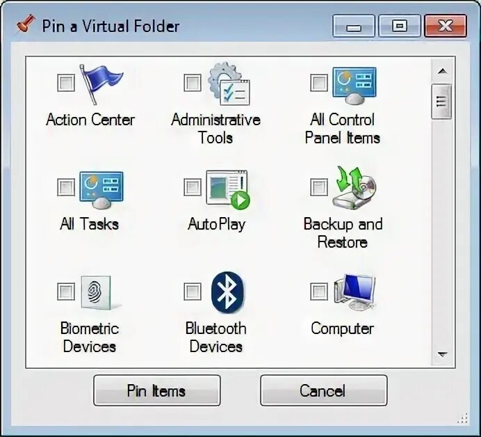 Virtual folder. Virtual pins.