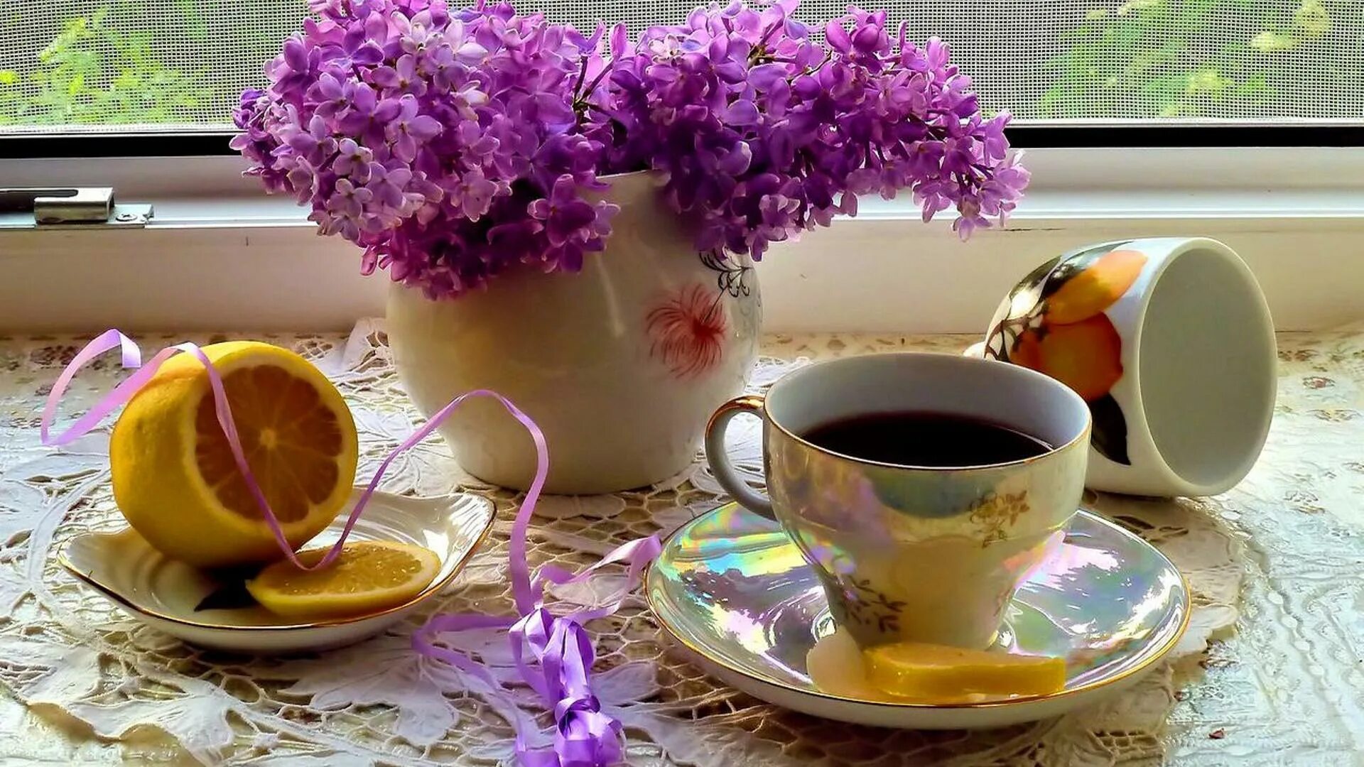 Утро чай цветы
