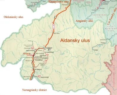 Алдан на карте