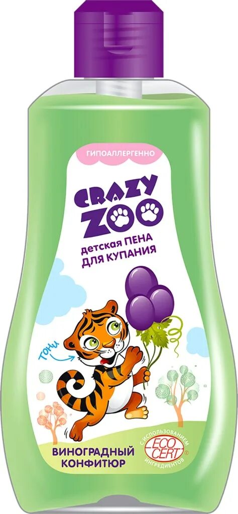 7114 Пена для купания "Crazy Zoo" виноградный конфитюр 280 г. Вс Crazy Zoo пена д/купания 280мл виногр.конфитюр. Супермягкий детский гель для купания "Crazy Zoo Baby", 250г. Детская пена для купания