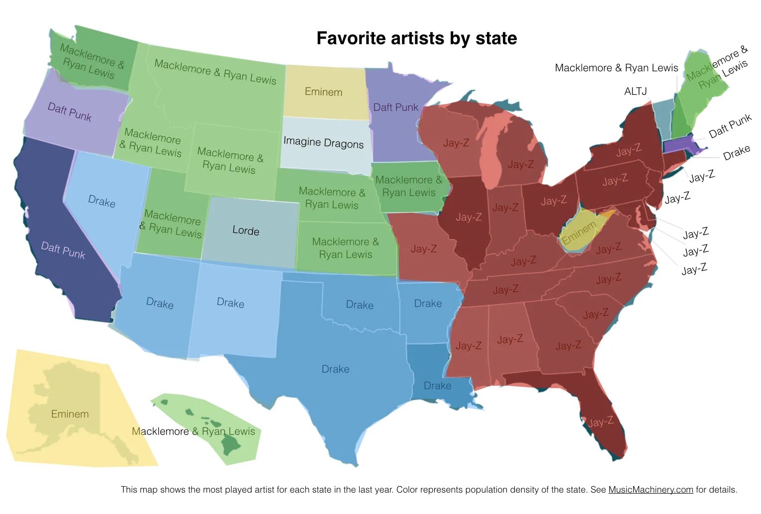 State of the art examples. Все американские штаты и популярные музыканты. the last state. карта джея. music map.