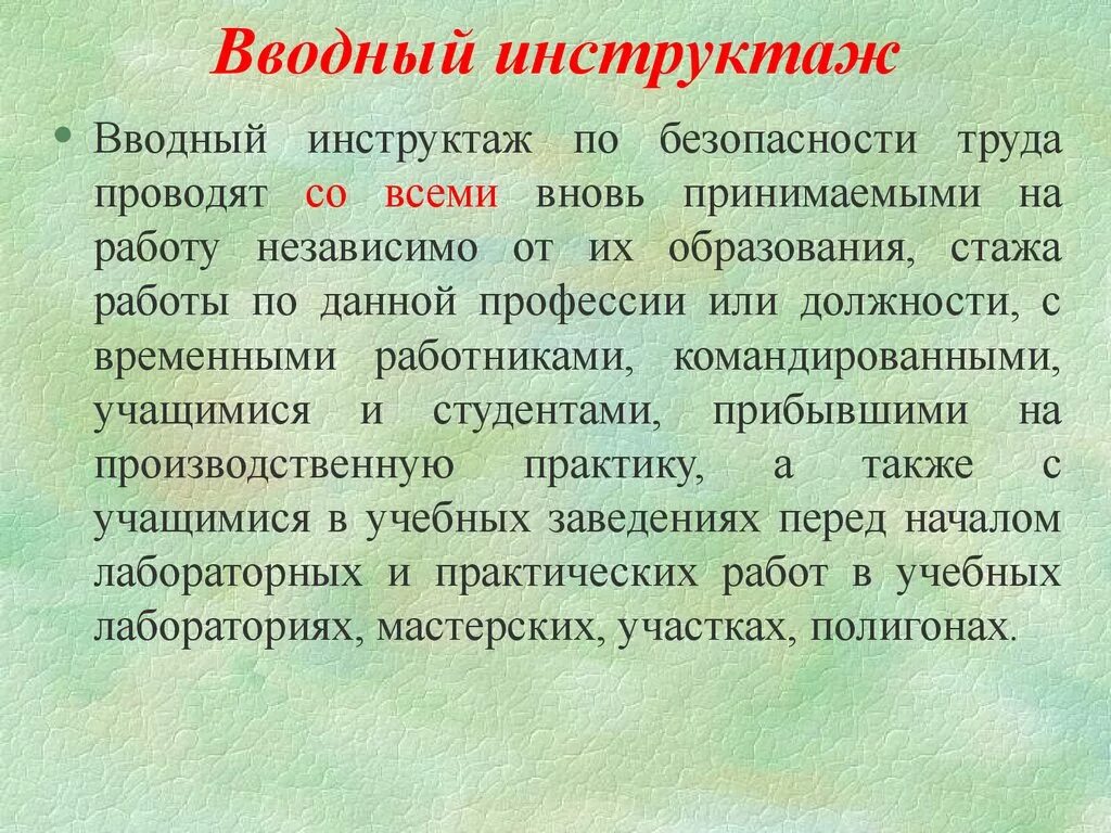 Вводный инструктаж. Вводный инструктаж по безопасности. Вводный инструктаж проводится. Вводный инструктаж проводится со всеми. Кто проводит инструктаж на 1 группу