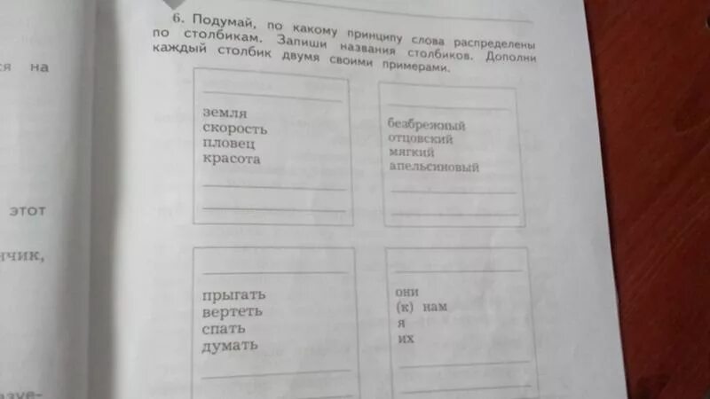 Дополни каждый ряд своими примерами Ответы: Определите какие части слова есть в записанных ниже словах запишите эти