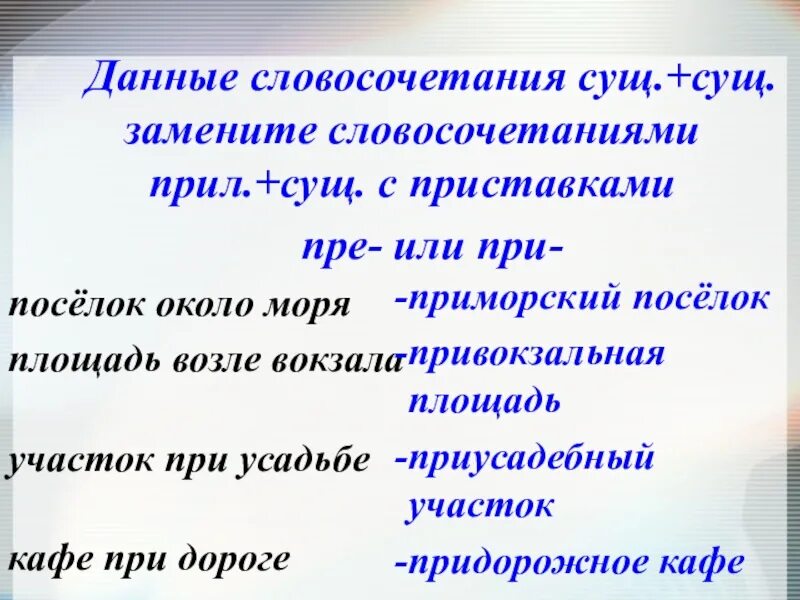 Прил сущ словосочетания. Словосочетание сущ сущ. Словосочетания сущ сущ с предлогом. Словосочетание прилагательное плюс существительное