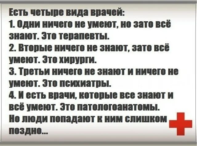 Мою молодую девушку не трогает хирург песня. Три типа врачей анекдот. четыре категории врачей анекдот. шутка про врачей терапевта хирурга. есть четыре вида врачей.