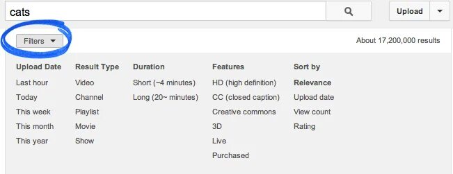 Results filters