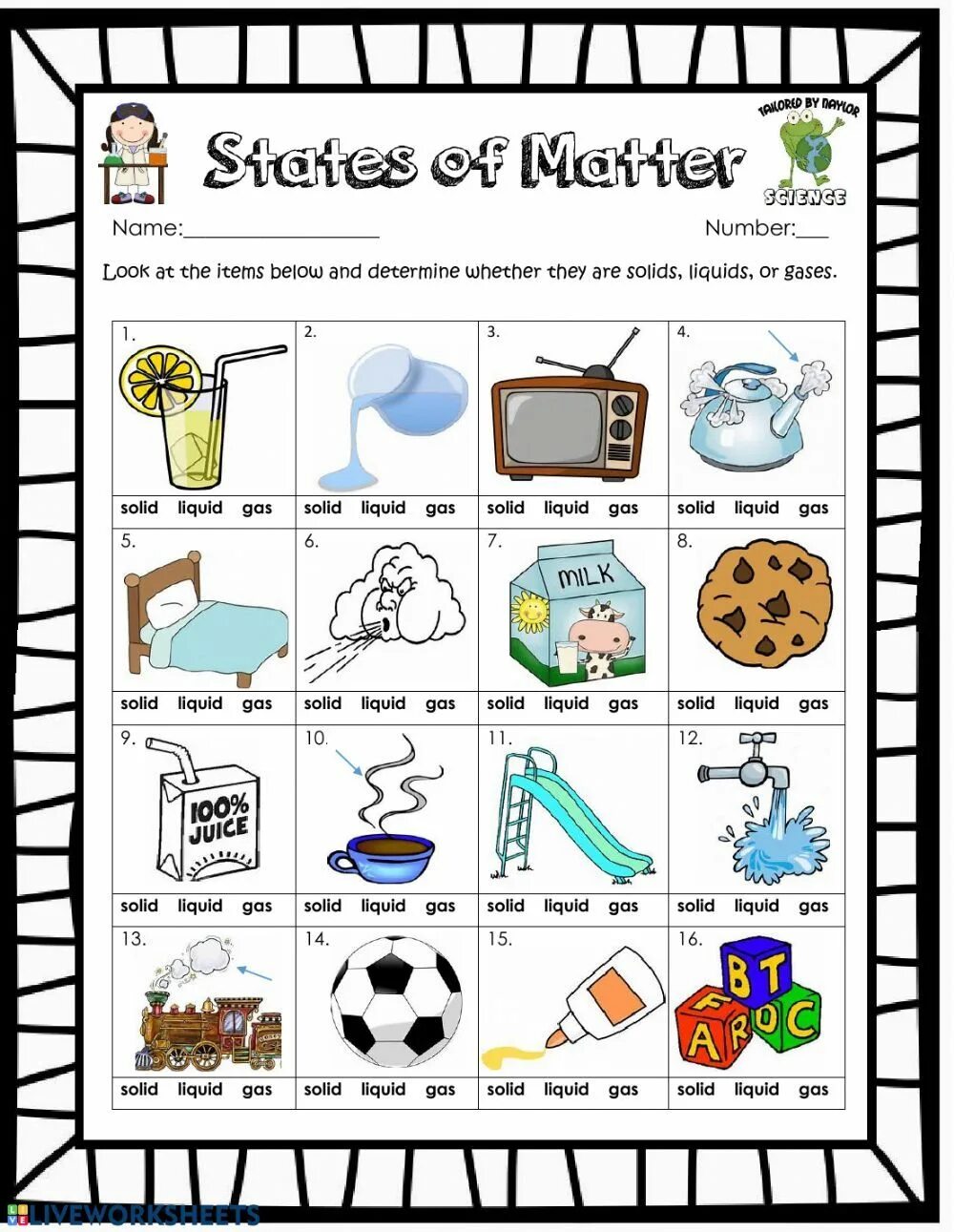 Materials exercises. States of matter for Kids. Solid Liquid Gas Worksheets. States of matter Worksheets. Science for Kids in English.