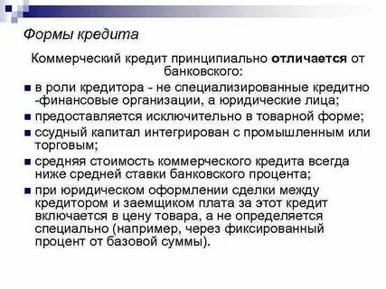 Все формы кредита
