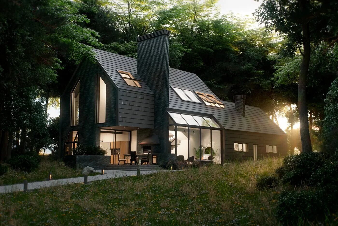Дом. Дом в лесу. Современный домик в лесу. Красивые Загородные дома. Красивый черный дом