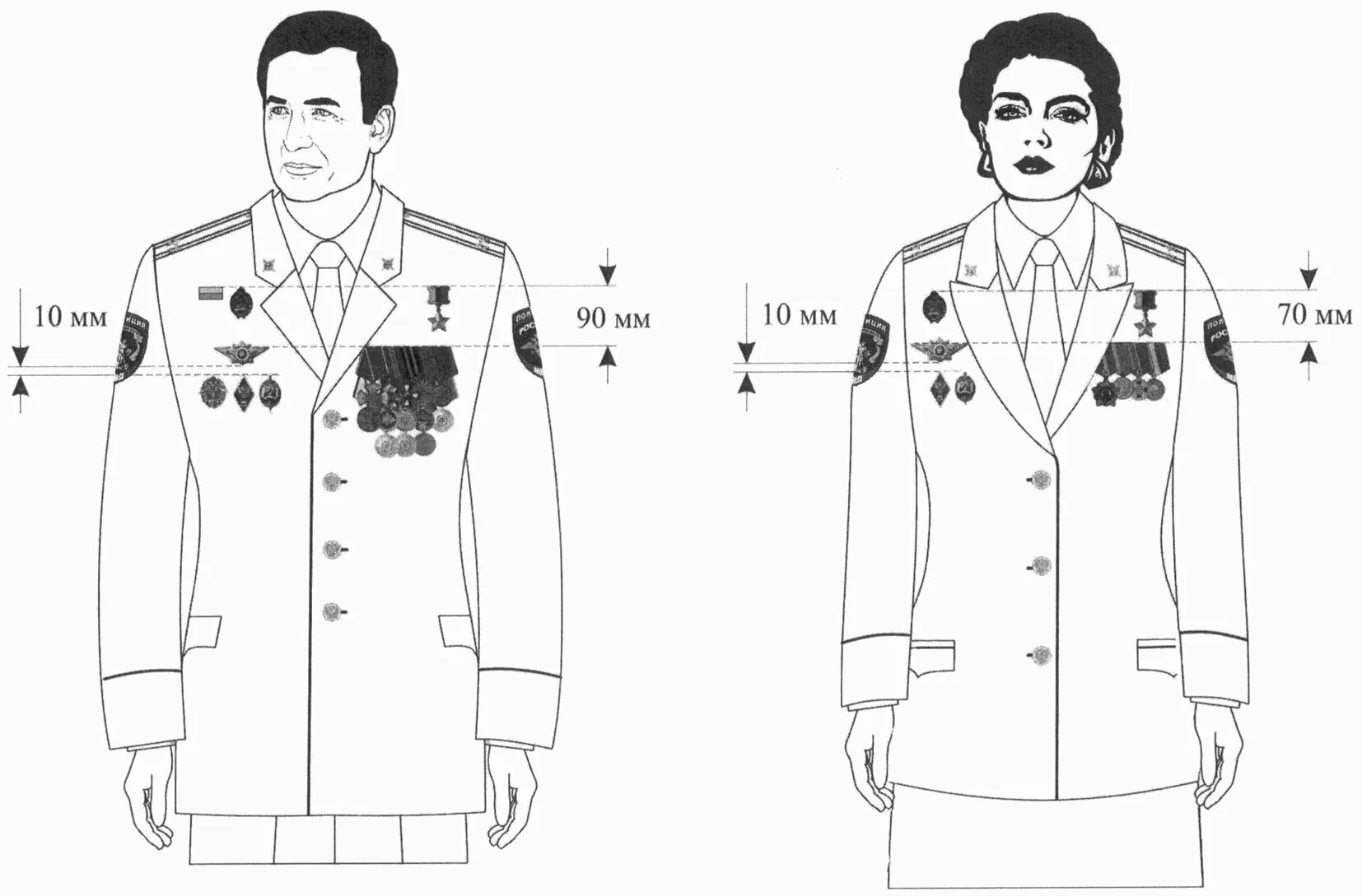 Правило ношения знаков различия. Китель МВД расположение знаков. Ношение знаков различия МВД. Полиция нагрудный знак на форме. Женский китель МВД расположение знаков.