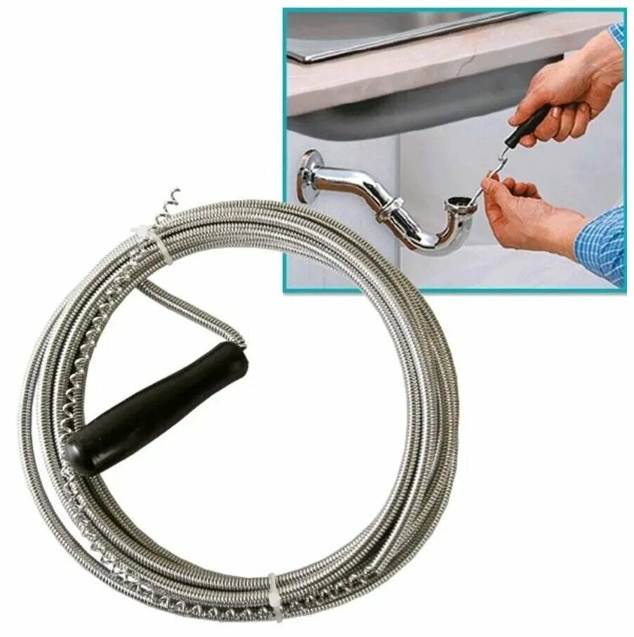 д/прочистки домочист м10-15 про. устранение засоров в раковине. трос для прочистки канализации 20 метров. трос для пробивки труб от засора. трос для прочистки канализационных труб 3 м.