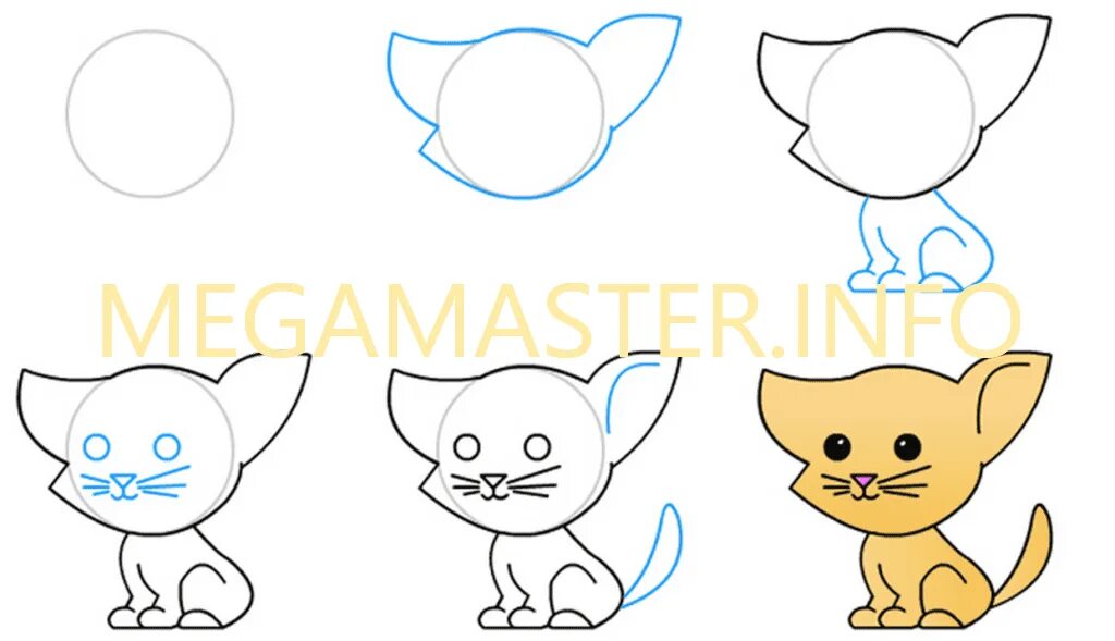 Рисовать котенка легко. Поэтапный рисунок котенка. Поэтапное рисование котенка для детей. Как нарисовать котёнка поэтапно для детей. Котёнок рисунок для детей поэтапно.