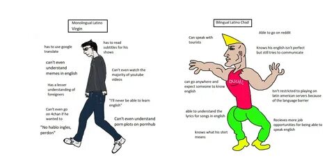 virgin v chad, virgin vs chad, spanish, latino, monoligual, bilingual, virg...