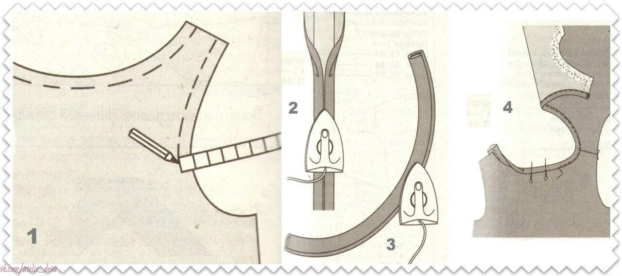 обработка горловины подкройной обтачкой. обработать пройму горловины. цельная обтачка горловины и проймы. способы обтачки горловины. технология обработки срезов подкройной обтачкой.