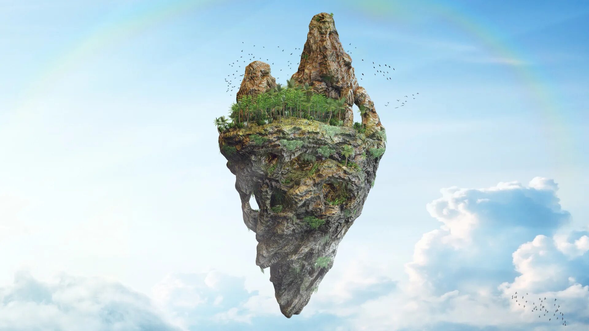 летающие острова арт. горилоз летающий отстров. летающие острова. парящие острова. остров в воздухе.