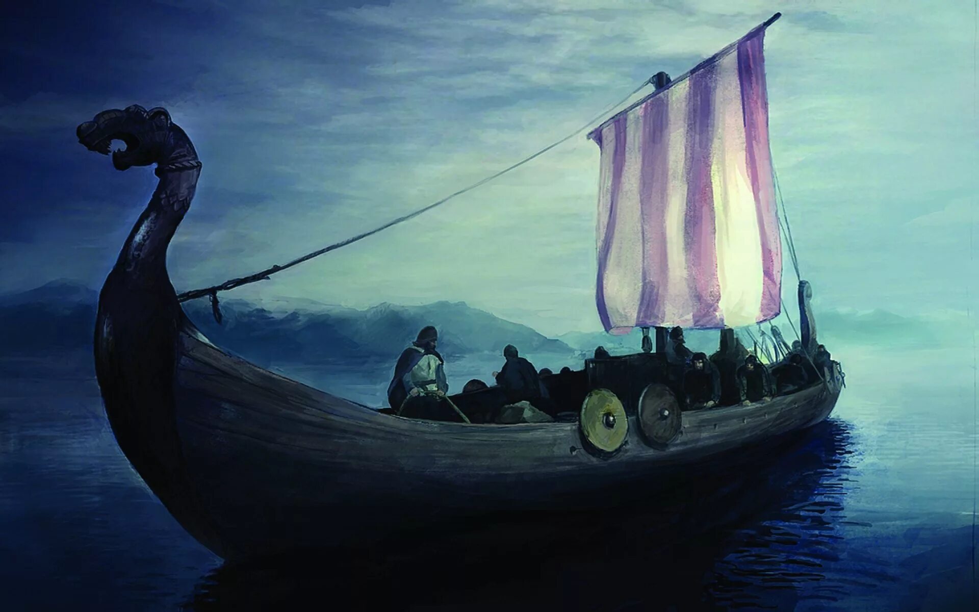 Произведение лодка. Лодка викингов дракар. Викинг фэнтези арт дракар. Викинги Драккар море. Драккар Вальгалла.
