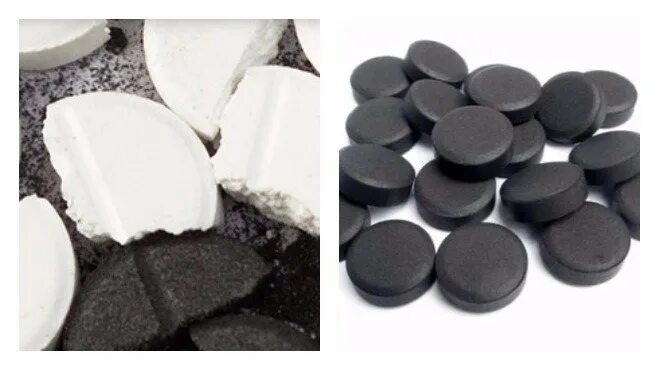 Чем отличается белый от черного. Черный активированный уголь. Активированный уголь белый Сорбифорт. Активированный уголь и каолин. Активированный уголь черный и белый.