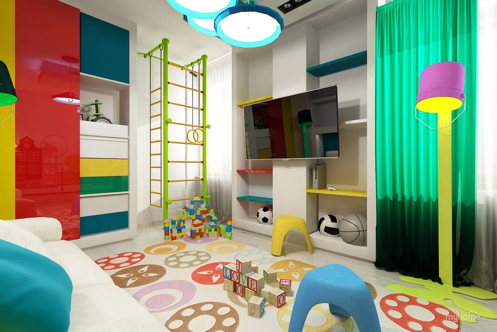 игровая комната. необычная детская мебель. детская игровая в квартире. детская комната. комната для девочки 3 года.